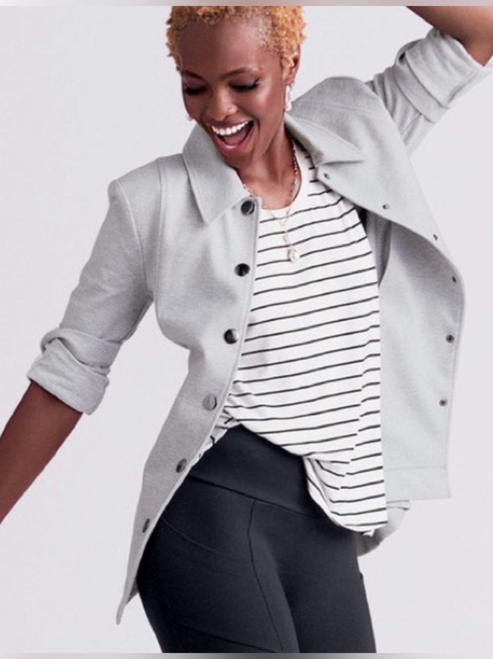 CAbi #5937 White Tank with Black Horizontal Stripes